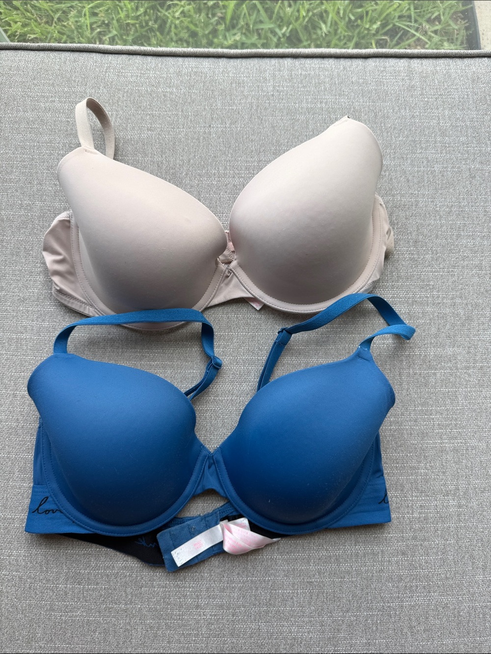 PINK Victoria's Secret Nude & Blue Molded Cup Bra Duo 34D